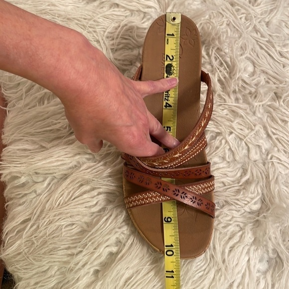 Skechers Sandals Womens Brown Tan Cork Wedges Platform Slip-Ons Strappy Summer - Picture 14 of 14